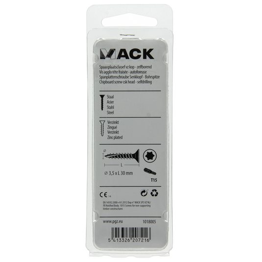 Mack 1018005 - spaanplschr.vzkop-zelfb. geelverz. 75 st 3,5 x 30 mm | 5 stuks