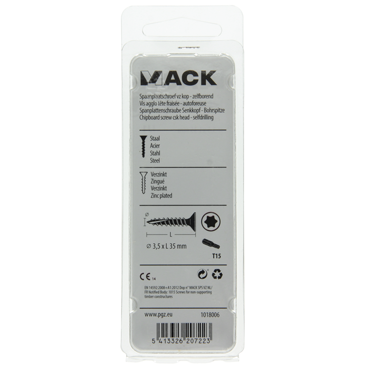 Afbeelding laden in galerijviewer, Mack 1018006 - spaanplschr.vzkop-zelfb. geelverz. 65 st 3,5 x 35 mm | 5 stuks
