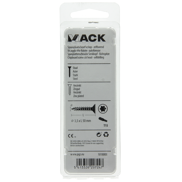 Afbeelding laden in galerijviewer, Mack 1018008 - spaanplschr.vzkop-zelfb. geelverz. 45 st 3,5 x 50 mm | 5 stuks
