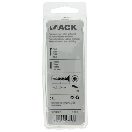 Mack 1018010 - spaanplschr.vzkop-zelfb. geelverz. 65 st 4,0 x 30 mm | 5 stuks