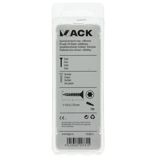 Mack 1018013 - spaanplschr.vzkop-zelfb. geelverz. 30 st 4,0 x 50 mm | 5 stuks