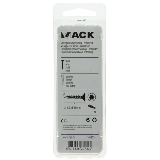Mack 1018014 - spaanplschr.vzkop-zelfb. geelverz. 25 st 4,0 x 60 mm | 5 stuks