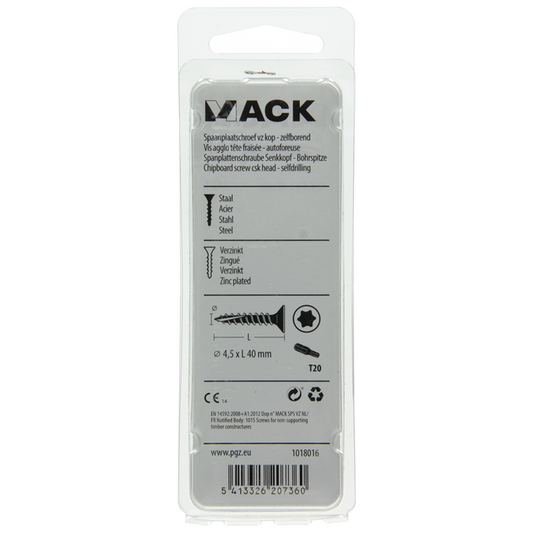 Mack 1018016 - spaanplschr.vzkop-zelfb. geelverz. 35 st 4,5 x 40 mm | 5 stuks