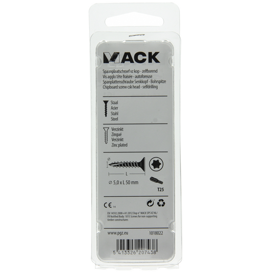 Mack 1018022 - spaanplschr.vzkop-zelfb. geelverz. 23 st 5,0 x 50 mm | 5 stuks