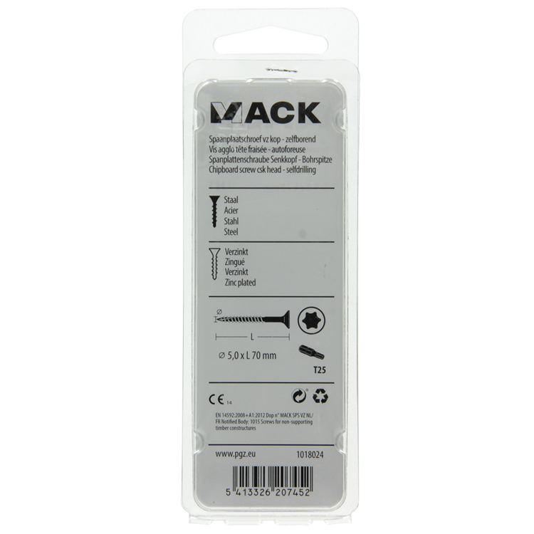 Afbeelding laden in galerijviewer, Mack 1018024 - spaanplschr.vzkop-zelfb. geelverz. 16 st 5,0 x 70 mm | 5 stuks
