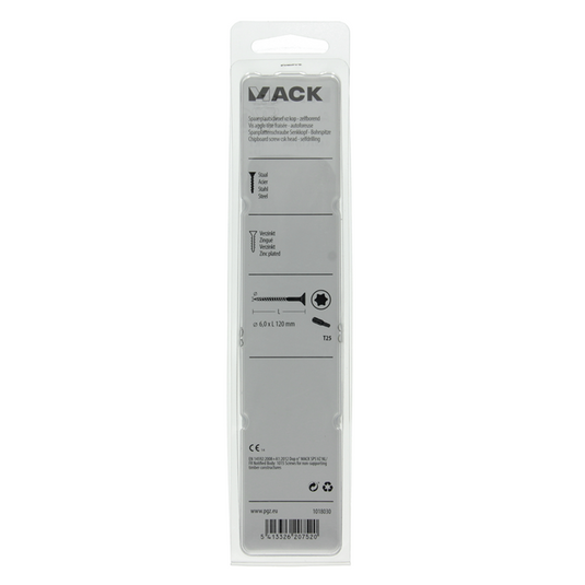 Mack 1018030 - spaanplschr.vzkop-zelfb. geelverz. 12 st 6,0 x 120 mm | 5 stuks