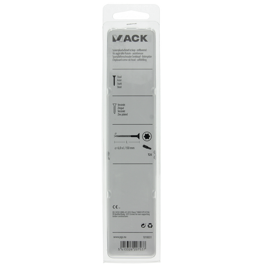 Mack 1018031 - spaanplschr.vzkop-zelfb. geelverz. 12 st 6,0 x 150 mm | 5 stuks