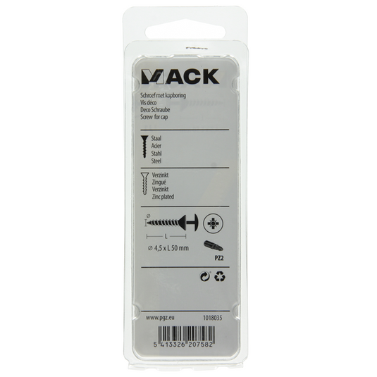 Mack 1018035 - schroef met kopboring staal verz. 24 st 4,5 x 50 mm | 5 stuks