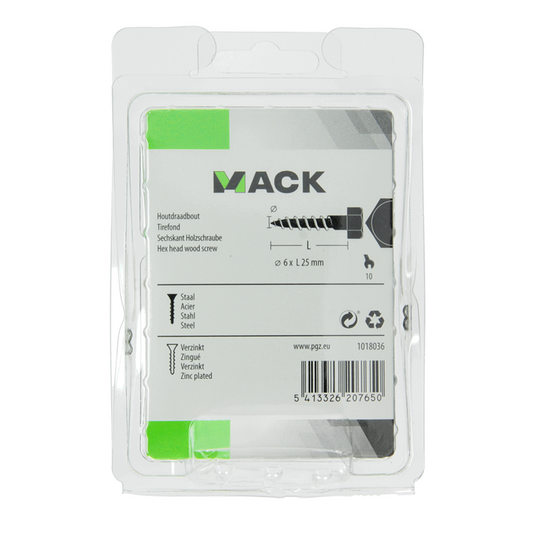 Mack 1018036 - houtdraadbout staal verzinkt 42 st 6 x 25 mm | 5 stuks