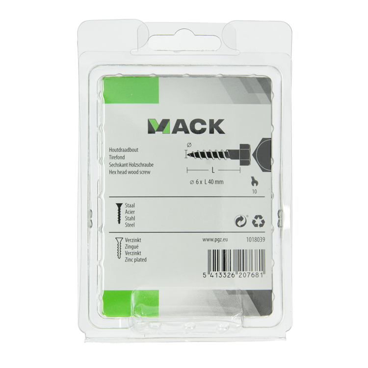 Afbeelding laden in galerijviewer, Mack 1018039 - houtdraadbout staal verzinkt 32 st 6 x 40 mm | 5 stuks
