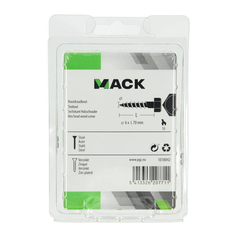 Afbeelding laden in galerijviewer, Mack 1018042 - houtdraadbout staal verzinkt 21 st 6 x 70 mm | 5 stuks

