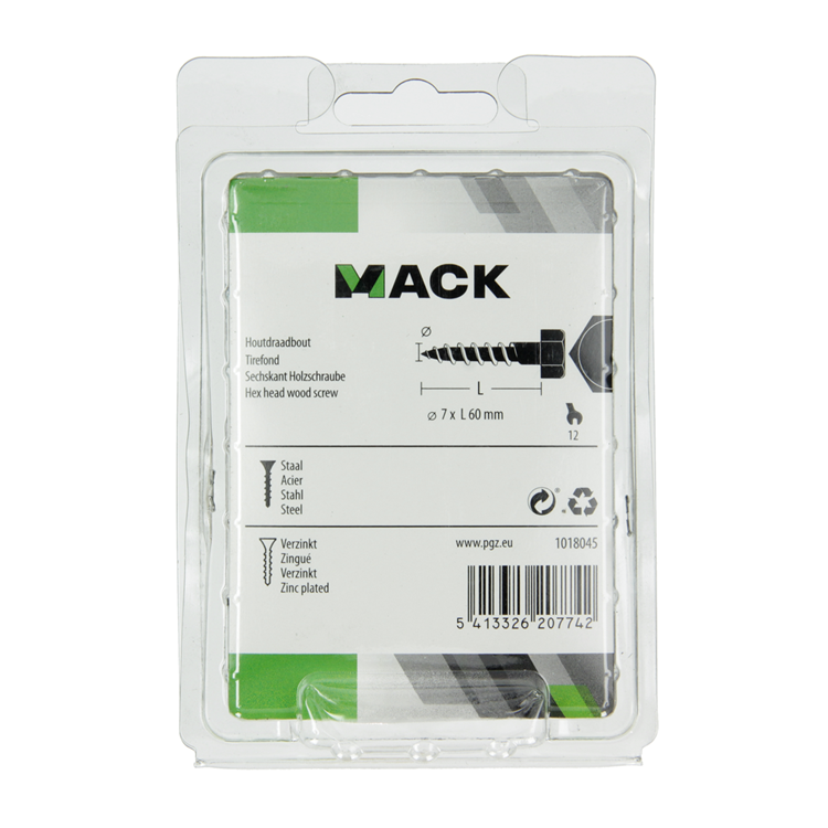 Afbeelding laden in galerijviewer, Mack 1018045 - houtdraadbout staal verzinkt 22 st 7 x 60 mm | 5 stuks
