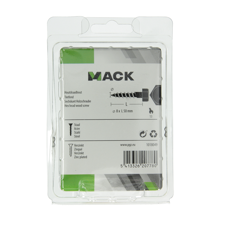 Afbeelding laden in galerijviewer, Mack 1018049 - houtdraadbout staal verzinkt 20 st 8 x 50 mm | 5 stuks
