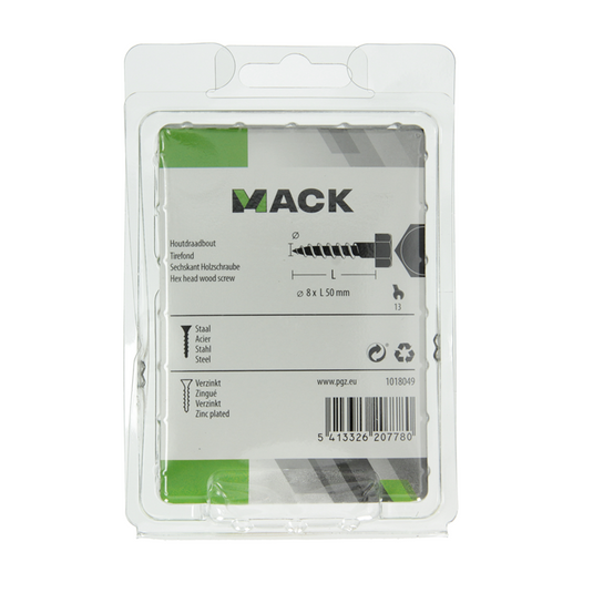 Mack 1018049 - houtdraadbout staal verzinkt 20 st 8 x 50 mm | 5 stuks
