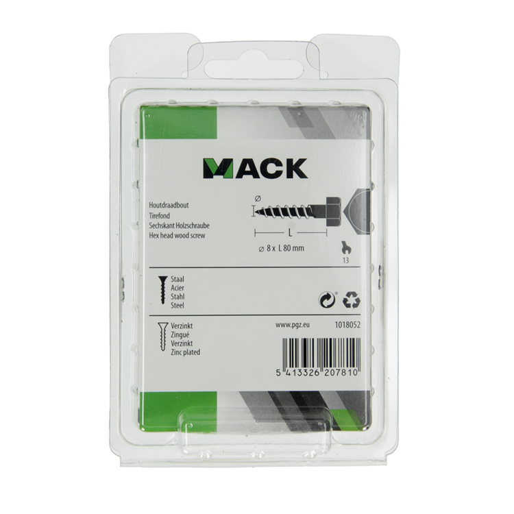 Afbeelding laden in galerijviewer, Mack 1018052 - houtdraadbout staal verzinkt 13 st 8 x 80 mm | 5 stuks
