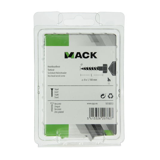 Mack 1018053 - houtdraadbout staal verzinkt 11 st 8 x 100 mm | 5 stuks
