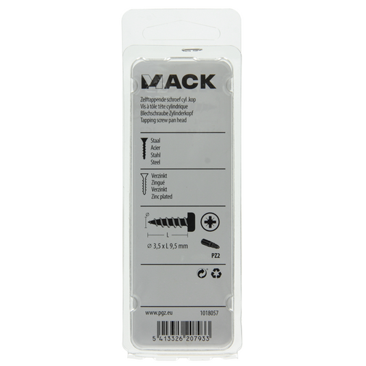 Mack 1018057 - zelftappende schroef cylkop verz. 82 st 3,5 x 9,5 mm | 10 stuks