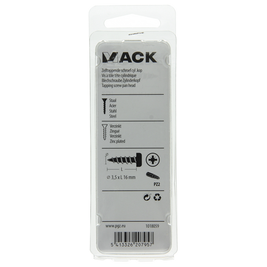 Mack 1018059 - zelftappende schroef cylkop verz. 74 st 3,5 x 16 mm | 10 stuks