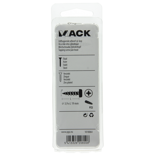 Mack 1018064 - zelftappende schroef cylkop verz. 56 st 3,9 x 19 mm | 5 stuks