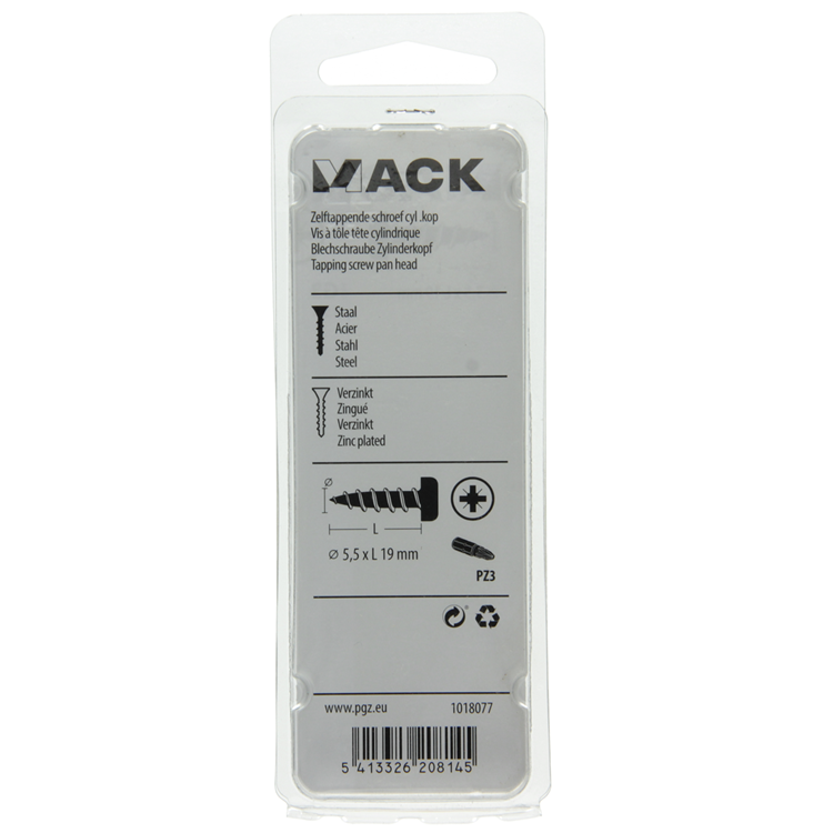Afbeelding laden in galerijviewer, Mack 1018077 - zelftappende schroef cylkop verz. 25 st 5,5 x 19 mm | 5 stuks
