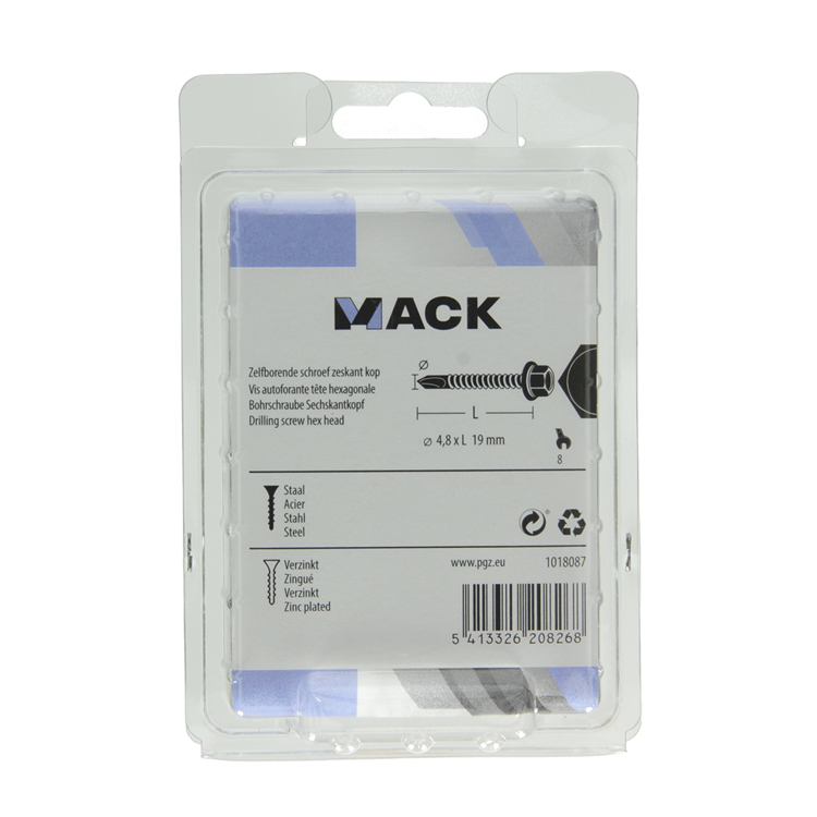 Afbeelding laden in galerijviewer, Mack 1018087 - zelfborende schroef zesk. kop verz. 65st 4,8 x 19 mm | 5 stuks
