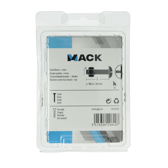 Mack 1018101 - kachelbout + moer staal verzinkt 35 st m6 x 30 mm | 5 stuks