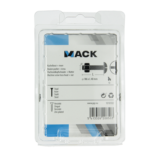 Mack 1018102 - kachelbout + moer staal verzinkt 30 st m6 x 40 mm | 5 stuks