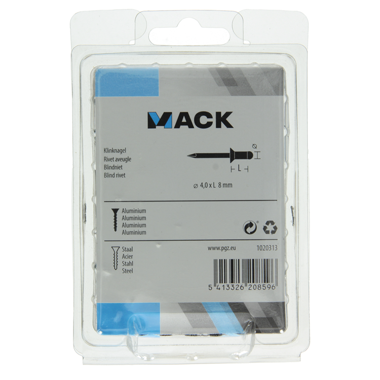 Afbeelding laden in galerijviewer, Mack 1020313 - 110 blindnieten alu 4,0x8mm | 5 stuks
