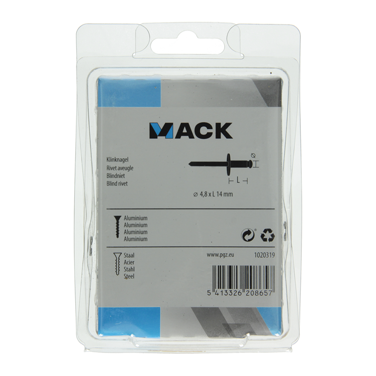 Afbeelding laden in galerijviewer, Mack 1020319 - 50 blindnieten alu brede kop 4,8x14mm | 3 stuks
