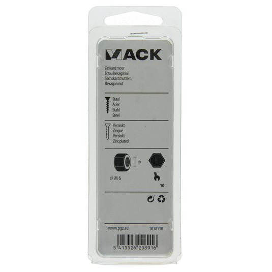 Mack 1018110 - zeskant moer staal verzinkt 100 st m 6 | 5 stuks