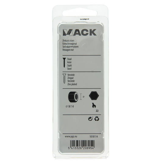 Mack 1018114 - zeskant moer staal verzinkt 9 st m 14 | 5 stuks