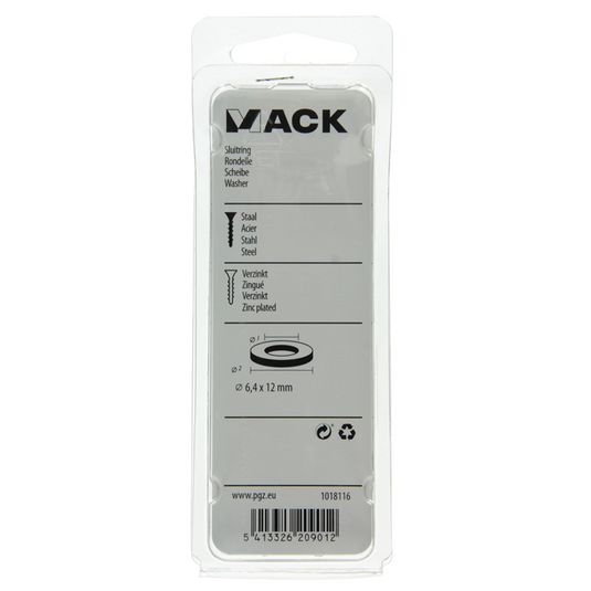 Mack 1018116 - sluitring staal verzinkt 150 st 6,4 x 12 mm | 5 stuks
