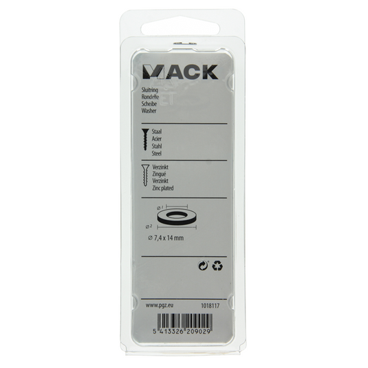 Mack 1018117 - sluitring staal verzinkt 100 st 7,4 x 14 mm | 5 stuks