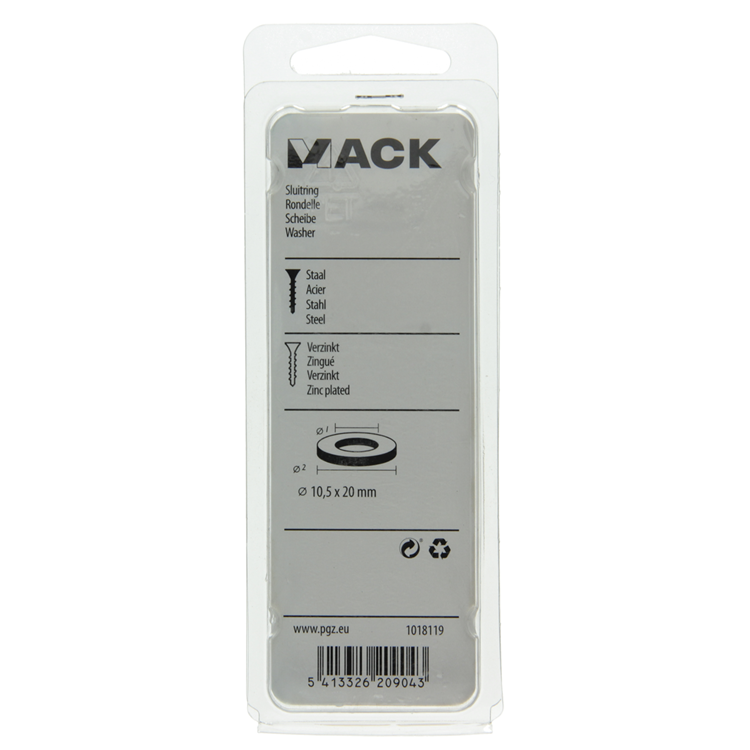 Afbeelding laden in galerijviewer, Mack 1018119 - sluitring staal verzinkt 50 st 10,5 x 20 mm | 5 stuks
