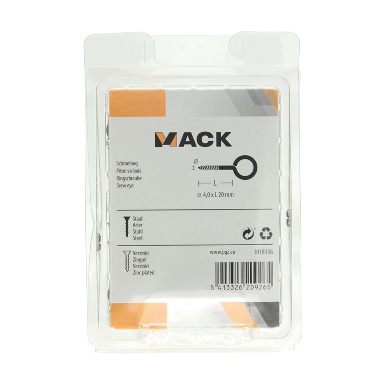 Afbeelding laden in galerijviewer, Mack 1018136 - schroefoog staal verzinkt 40st 4,0 x 20 mm | 5 stuks

