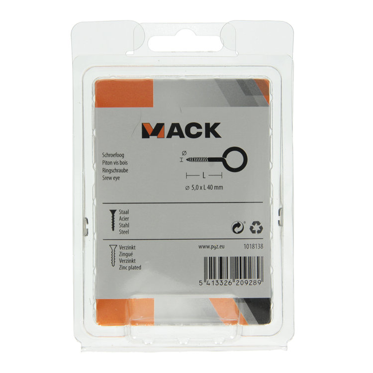Afbeelding laden in galerijviewer, Mack 1018138 - schroefoog staal verzinkt 15st 5,0 x 40 mm | 5 stuks
