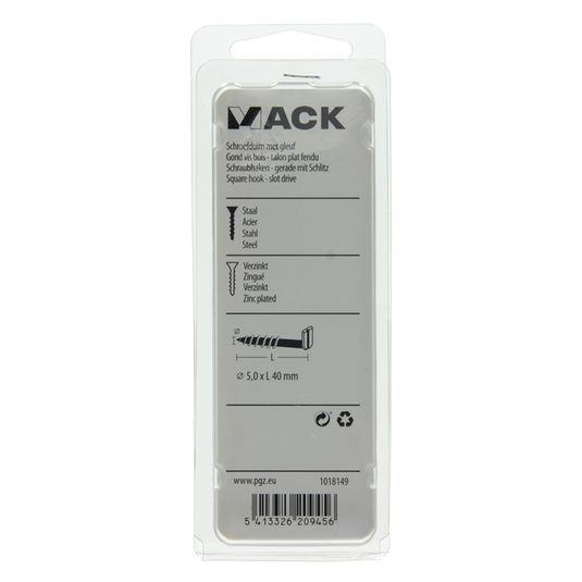Mack 1018149 - schroefduim met gleuf verzinkt18 st 5,0 x 40 mm | 5 stuks