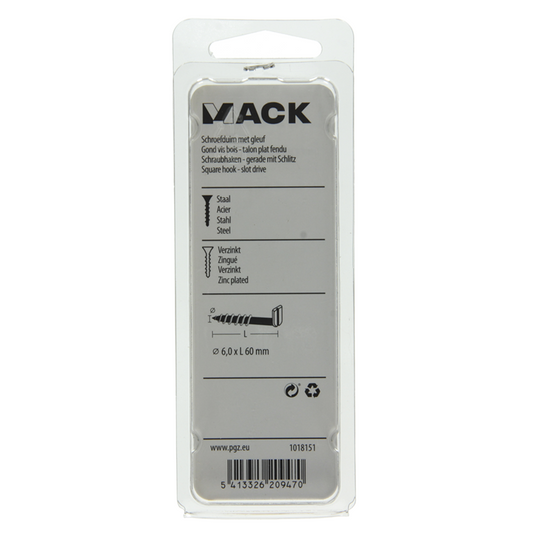 Mack 1018151 - schroefduim met gleuf verzinkt12 st 6,0 x 60 mm | 5 stuks