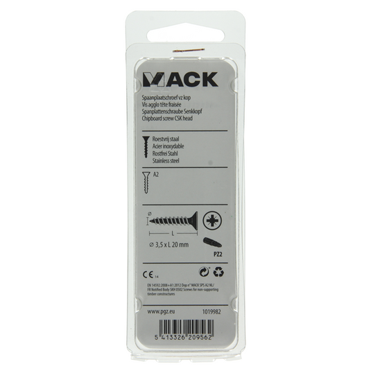 Mack 1019982 - spaanplaatschroef vz kop rvs 100 st 3,5 x 20 mm | 5 stuks