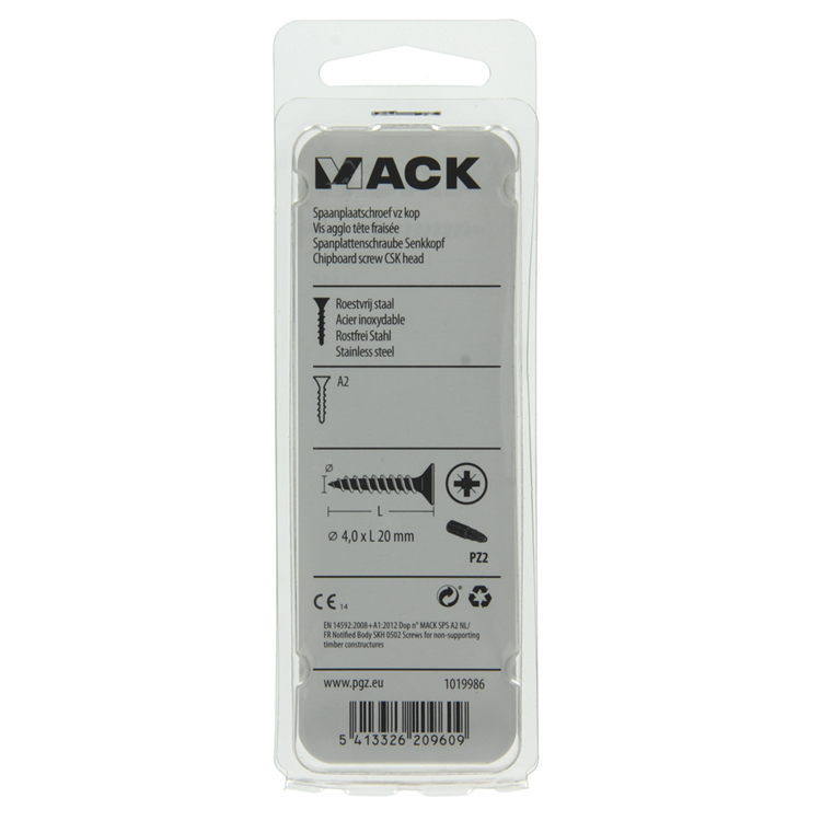 Afbeelding laden in galerijviewer, Mack 1019986 - spaanplaatschroef vz kop rvs 80 st 4,0 x 20 mm | 5 stuks
