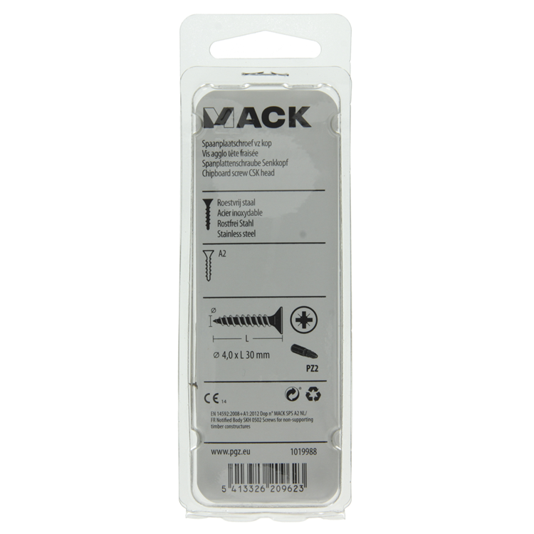 Afbeelding laden in galerijviewer, Mack 1019988 - spaanplaatschroef vz kop rvs 60 st 4,0 x 30 mm | 5 stuks
