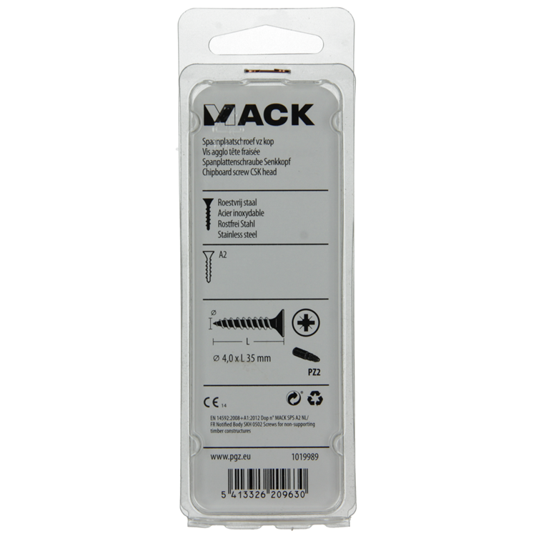 Afbeelding laden in galerijviewer, Mack 1019989 - spaanplaatschroef vz kop rvs 50 st 4,0 x 35 mm | 5 stuks
