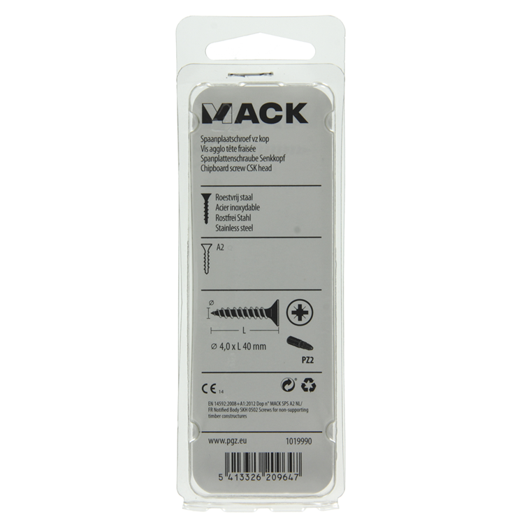 Afbeelding laden in galerijviewer, Mack 1019990 - spaanplaatschroef vz kop rvs 40 st 4,0 x 40 mm | 5 stuks
