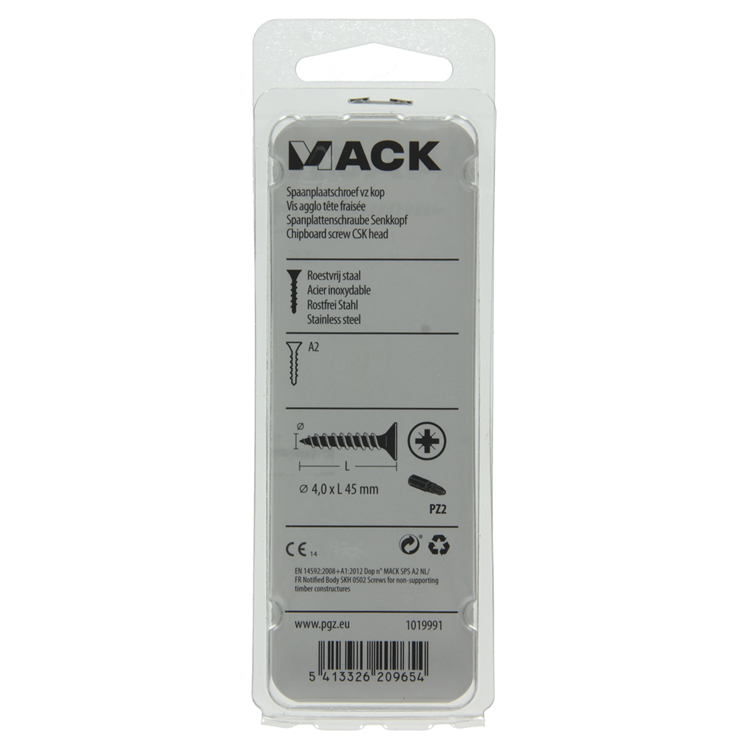 Afbeelding laden in galerijviewer, Mack 1019991 - spaanplaatschroef vz kop rvs 35 st 4,0 x 45 mm | 5 stuks

