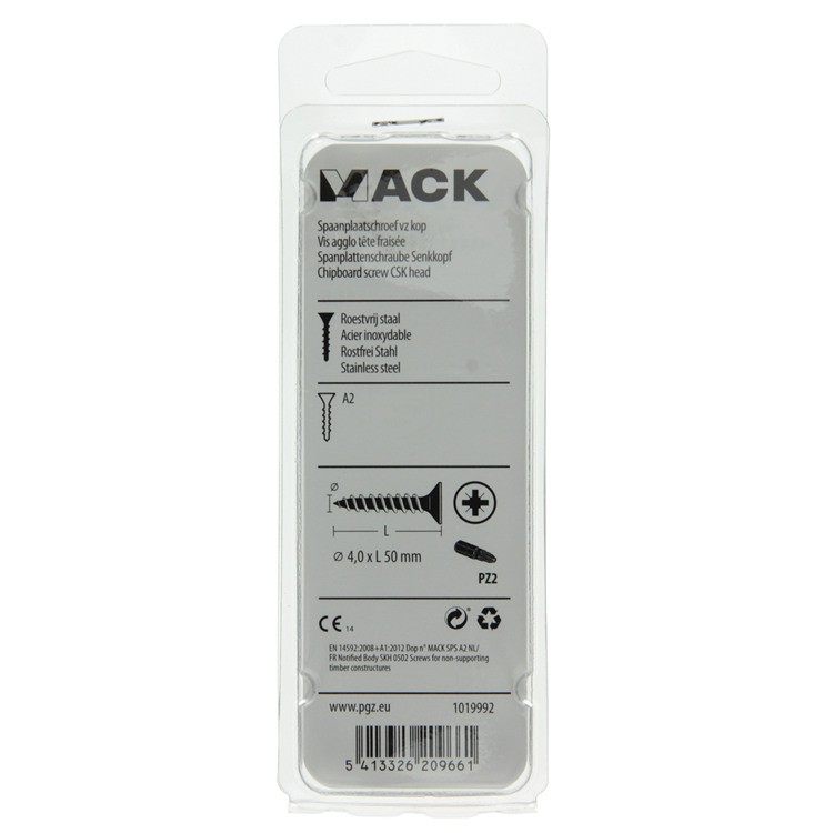 Afbeelding laden in galerijviewer, Mack 1019992 - spaanplaatschroef vz kop rvs 32 st 4,0 x 50 mm | 5 stuks
