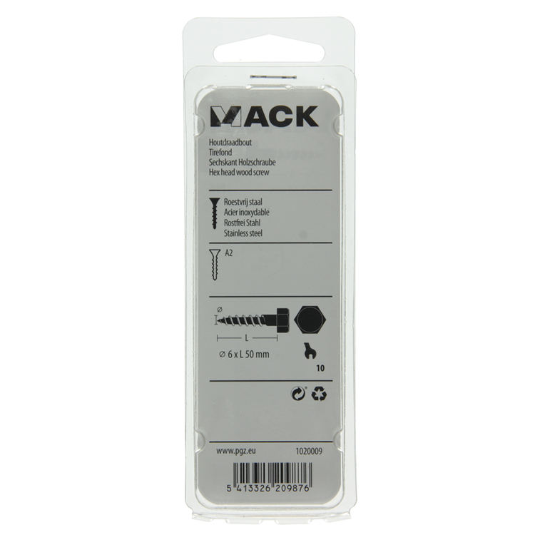 Afbeelding laden in galerijviewer, Mack 1020009 - houtdraadbout roestvrijstaal 12 st 6 x 50 mm | 5 stuks
