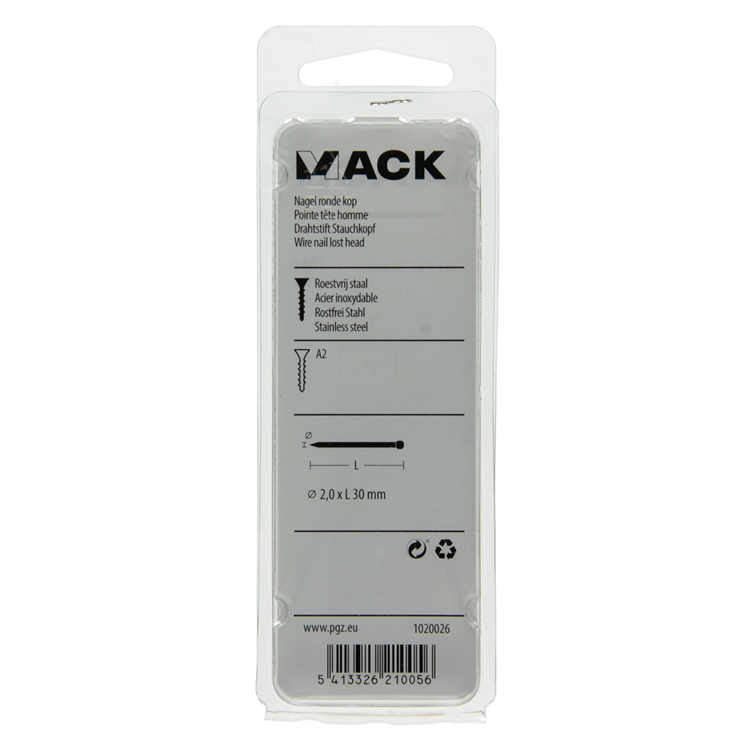 Afbeelding laden in galerijviewer, Mack 1020026 - nagel ronde kop inox a2 70 st 2,0 x 30 mm | 5 stuks
