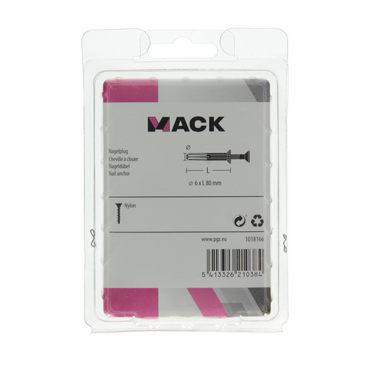 Mack 1018166 - nylon nagelplug polyamide 30 st 6 x 80 mm | 3 stuks
