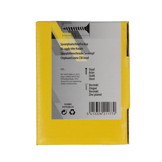 Mack 1020081 - spaanplaatschroef vz kop geel vz 200 st 3,0 x 35 mm | 5 stuks
