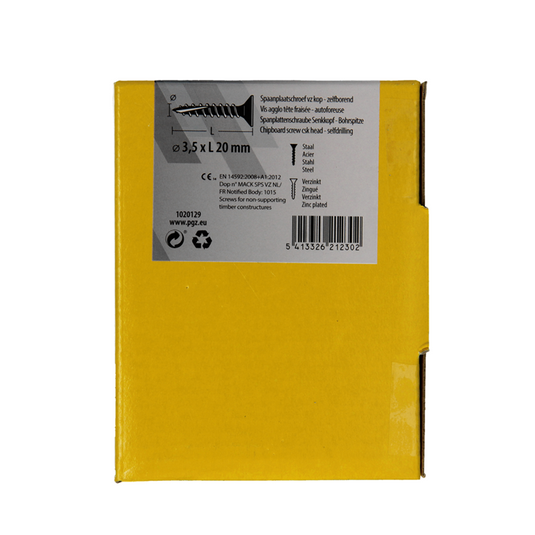 Mack 1020129 - spaanplaatschroef vz kp-zelfb.gvz 200st 3,5 x 20 mm | 5 stuks